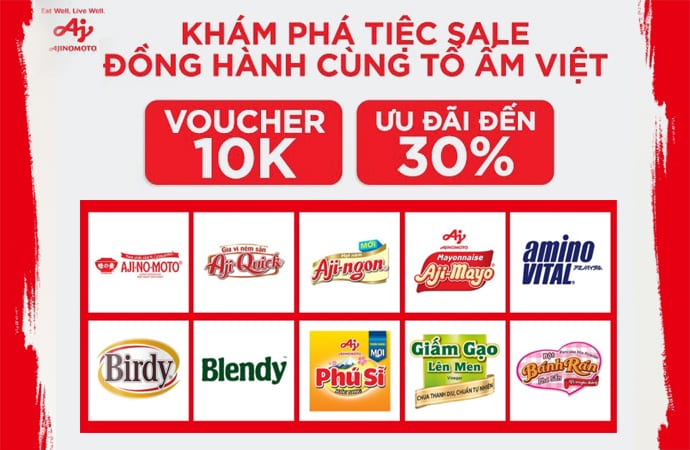 Khám phá tiệc Sale, đồng hành cùng tổ ấm Việt với “ưu đãi cực lớn” cùng Ajinomoto